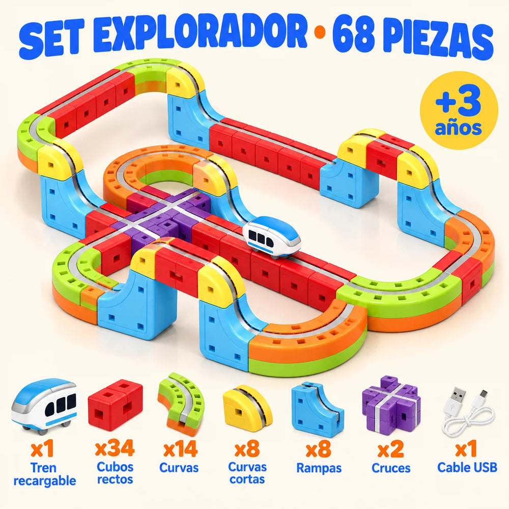 Infografía Set Explorador 68 piezas: contenido del set